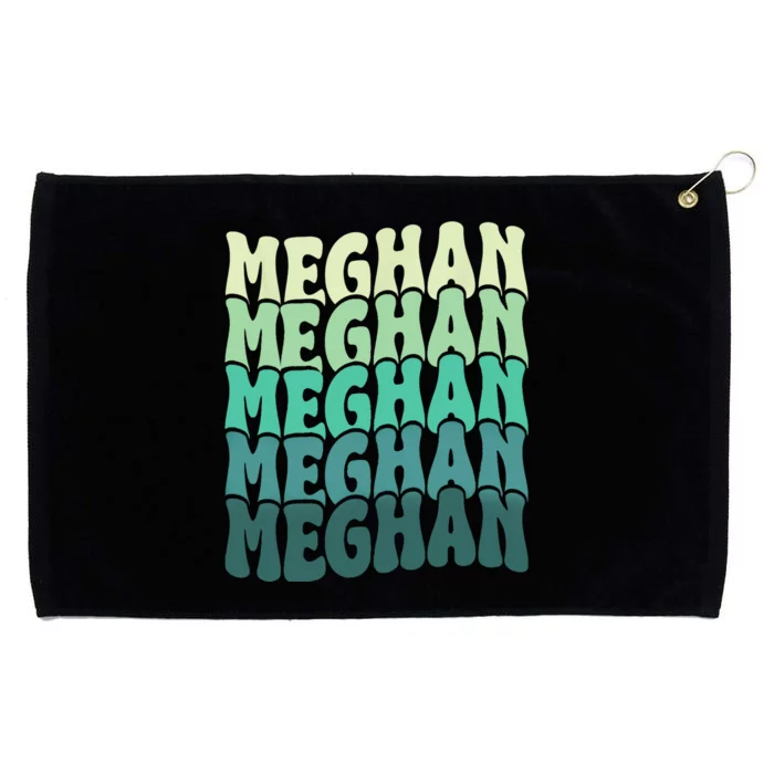 Personalized Name Meghan I Love Meghan Groovy 80S Grommeted Golf Towel