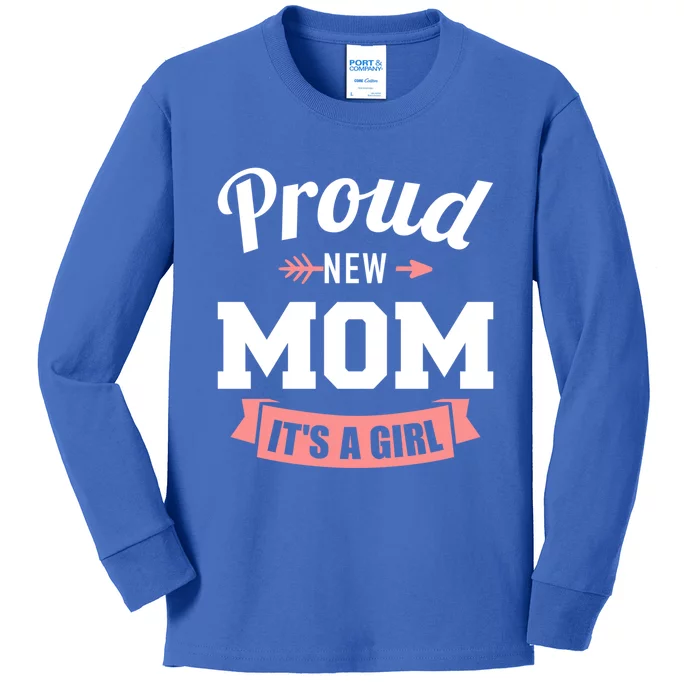 Proud New Mom It's A Gender Reveal Gift Kids Long Sleeve Shirt