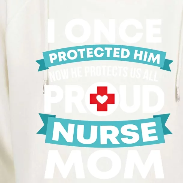 Proud Nurse Mom Support Rn Son Gift Womens Funnel Neck Pullover Hood