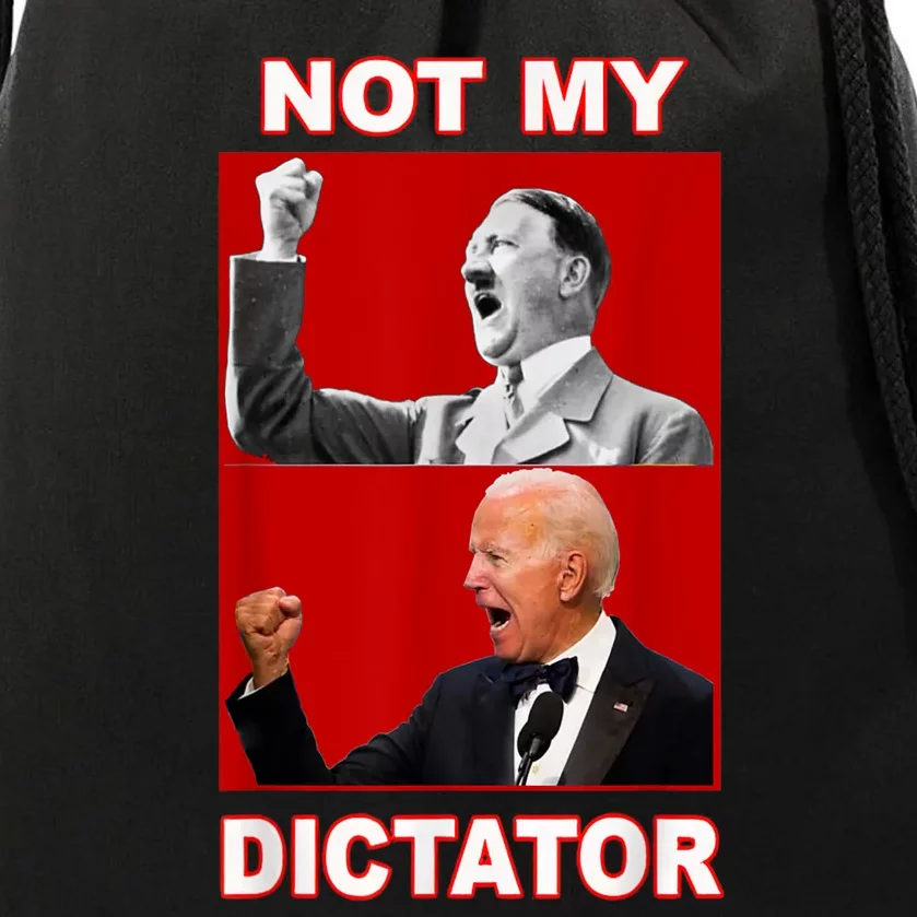 PedoHitler Not My Dictator Funny Anti Joe Biden Drawstring Bag