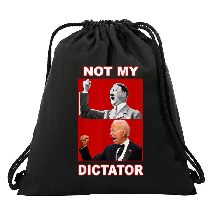 PedoHitler Not My Dictator Funny Anti Joe Biden Drawstring Bag