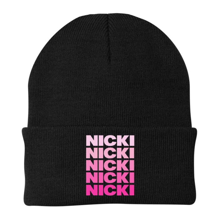 Personalized Name Nicki I Love Nicki Pink Knit Cap Winter Beanie