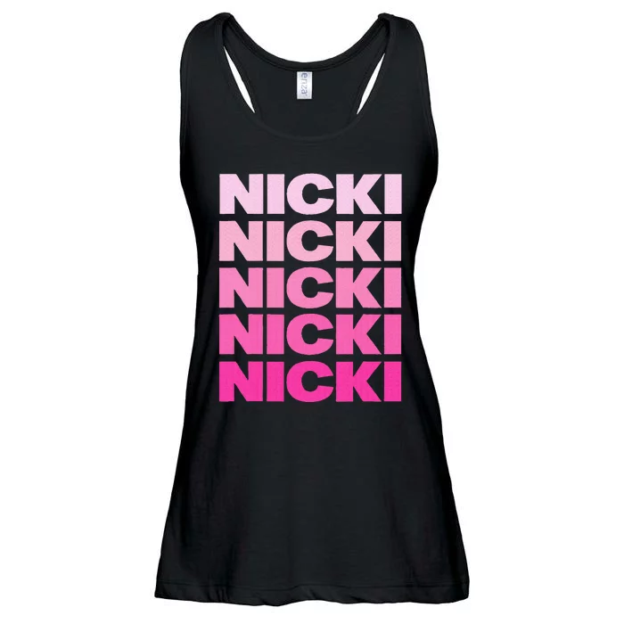 Personalized Name Nicki I Love Nicki Pink Ladies Essential Flowy Tank