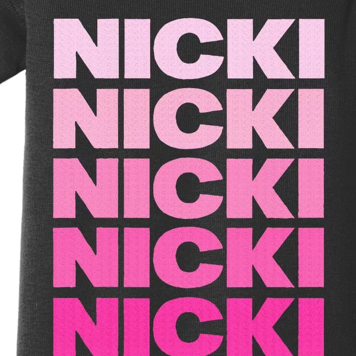 Personalized Name Nicki I Love Nicki Pink Baby Bodysuit