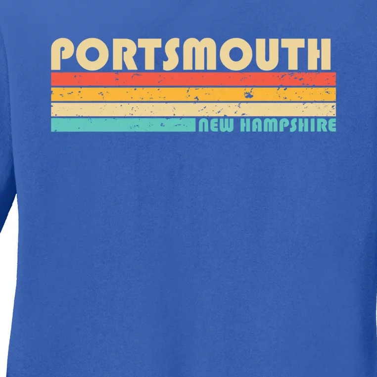 Portsmouth Nh New Hampshire Funny City Home Roots Retro 80s Meaningful Gift Ladies Long Sleeve Shirt