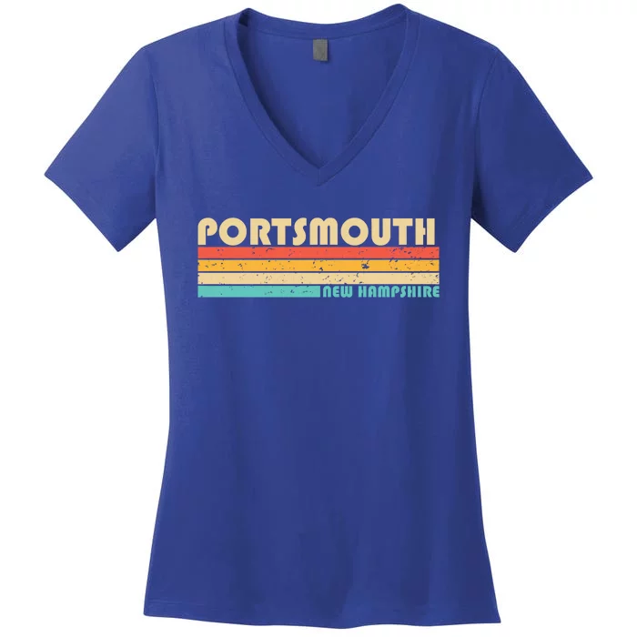 Portsmouth Nh New Hampshire Funny City Home Roots Retro 80s Meaningful Gift Women's V-Neck T-Shirt