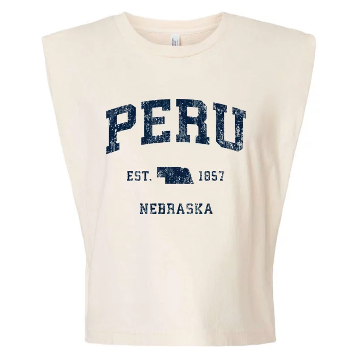 Peru Nebraska Ne Vintage Athletic Sports Design Garment-Dyed Women's Muscle Tee