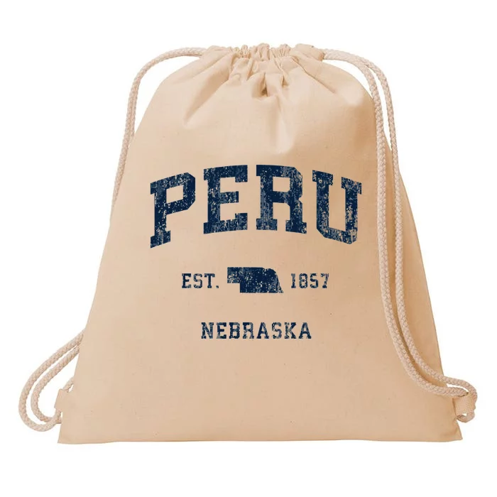 Peru Nebraska Ne Vintage Athletic Sports Design Drawstring Bag