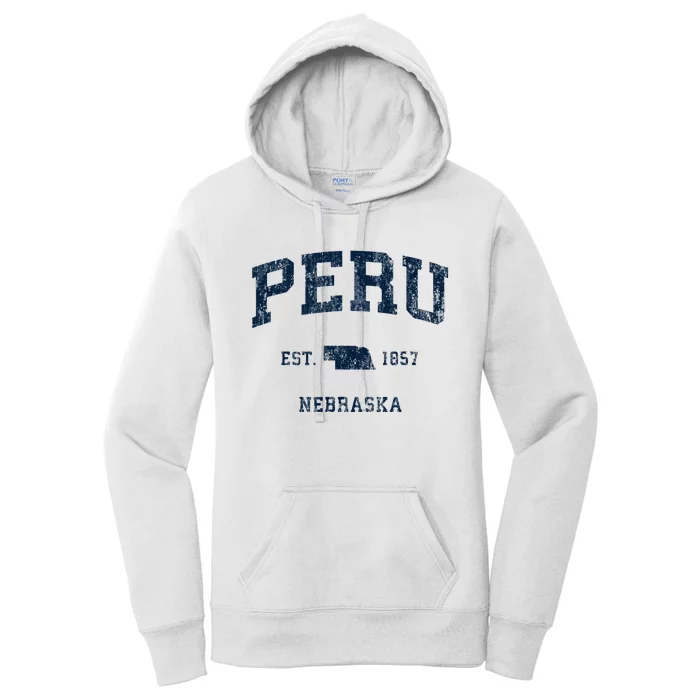 Peru Nebraska Ne Vintage Athletic Sports Design Women's Pullover Hoodie