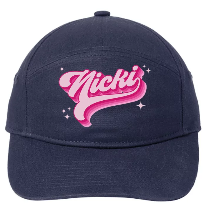 Personalized Name Nicki I Love Nicki Groovy Gift 7-Panel Snapback Hat