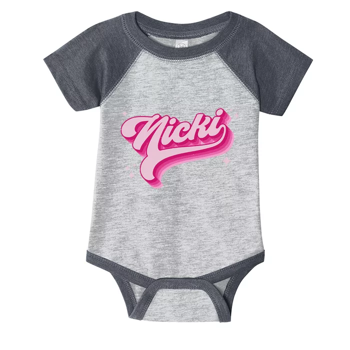 Personalized Name Nicki I Love Nicki Groovy Gift Infant Baby Jersey Bodysuit