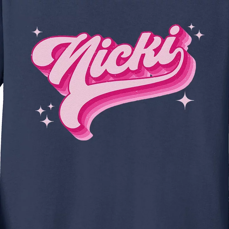 Personalized Name Nicki I Love Nicki Groovy Gift Kids Long Sleeve Shirt