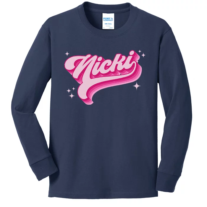 Personalized Name Nicki I Love Nicki Groovy Gift Kids Long Sleeve Shirt