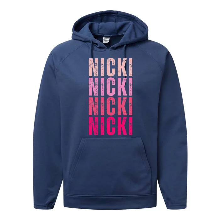 Personalized Name Nicki I Love Nicki Vintage Performance Fleece Hoodie