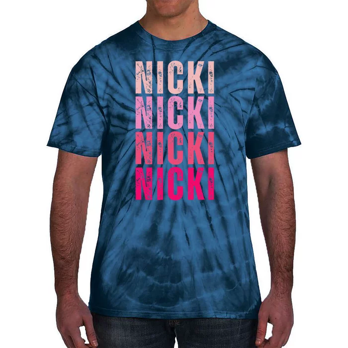 Personalized Name Nicki I Love Nicki Vintage Tie-Dye T-Shirt