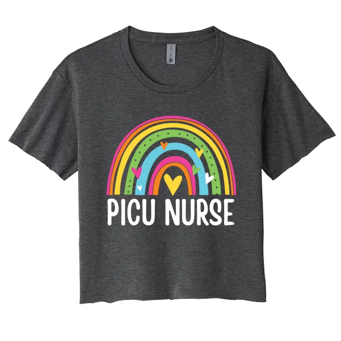 Picu Nurse Nursing Rainbow Pediatric Intensive Care Unit Gift Women's Crop Top Tee