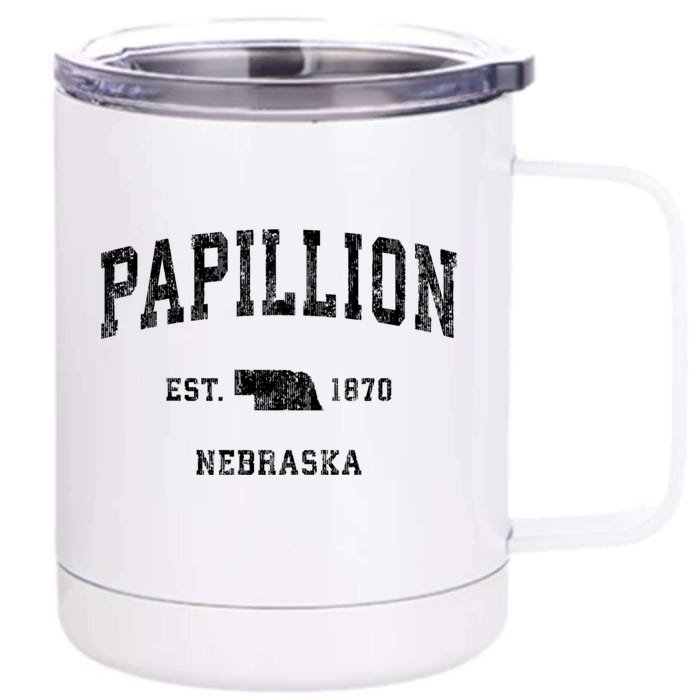 Papillion Nebraska Ne Vintage Athletic Sports Front & Back 12oz Stainless Steel Tumbler Cup