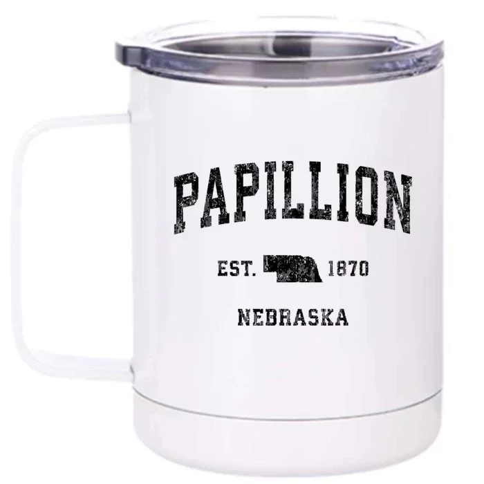 Papillion Nebraska Ne Vintage Athletic Sports Front & Back 12oz Stainless Steel Tumbler Cup