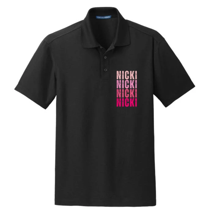 Personalized Name Nicki I Love Nicki Vintage Dry Zone Grid Performance Polo