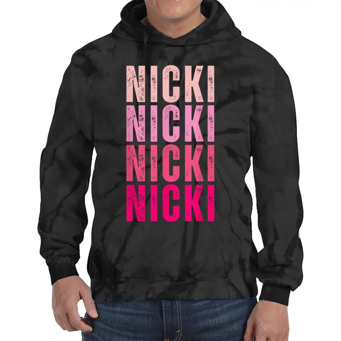 Personalized Name Nicki I Love Nicki Vintage Tie Dye Hoodie