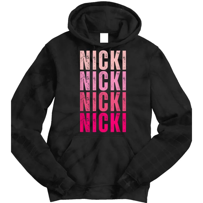 Personalized Name Nicki I Love Nicki Vintage Tie Dye Hoodie