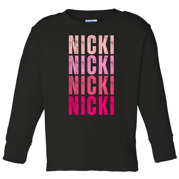 Personalized Name Nicki I Love Nicki Vintage Toddler Long Sleeve Shirt