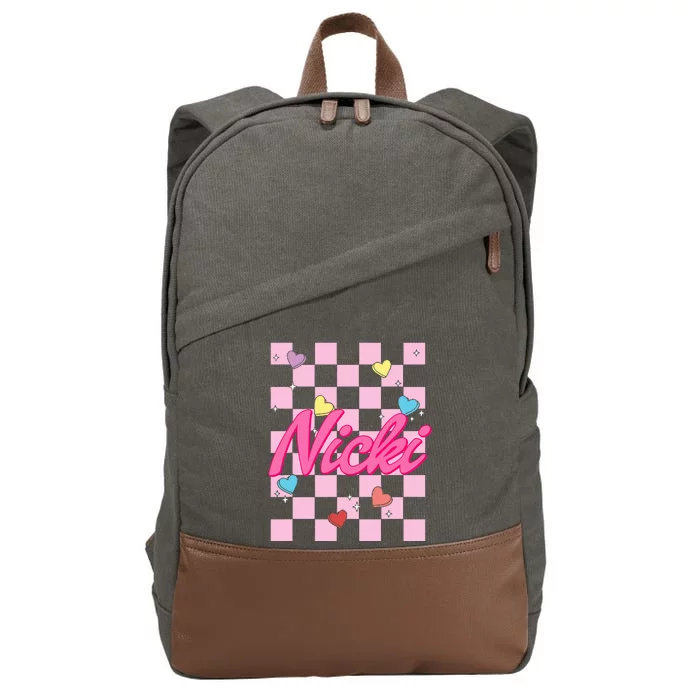 Personalized Name Nicki I Love Nicki Groovy Cotton Canvas Backpack