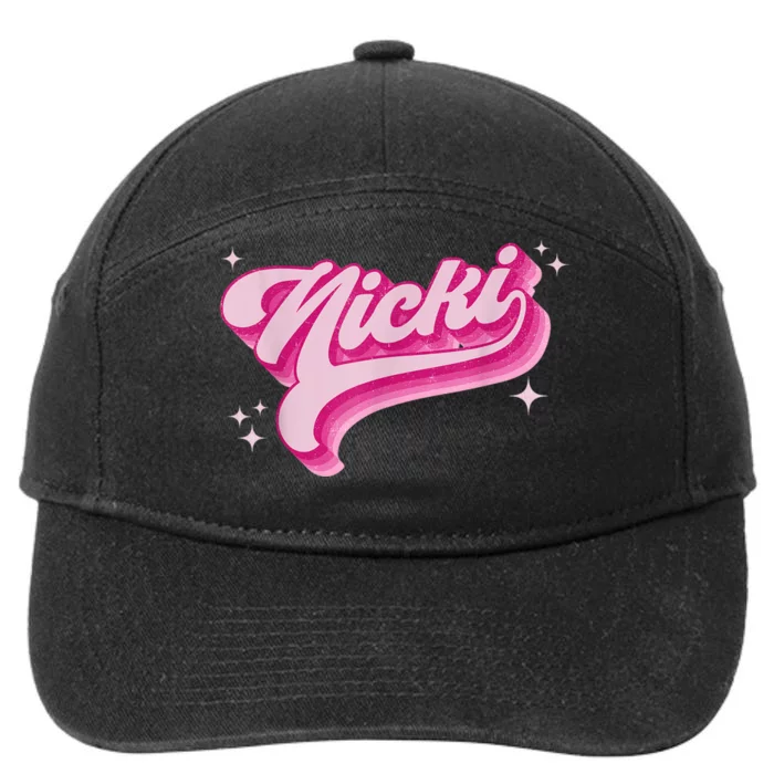 Personalized Name Nicki I Love Nicki Groovy Gift 7-Panel Snapback Hat