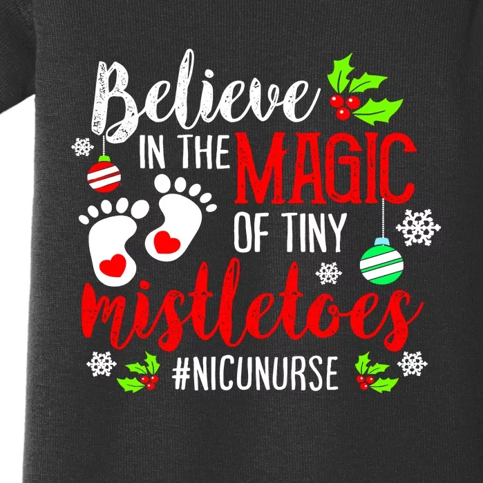 Peds Nicu Nurse Believin Magic Of Tiny Mistletoe Christmas Baby Bodysuit