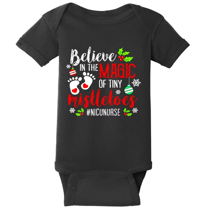 Peds Nicu Nurse Believin Magic Of Tiny Mistletoe Christmas Baby Bodysuit