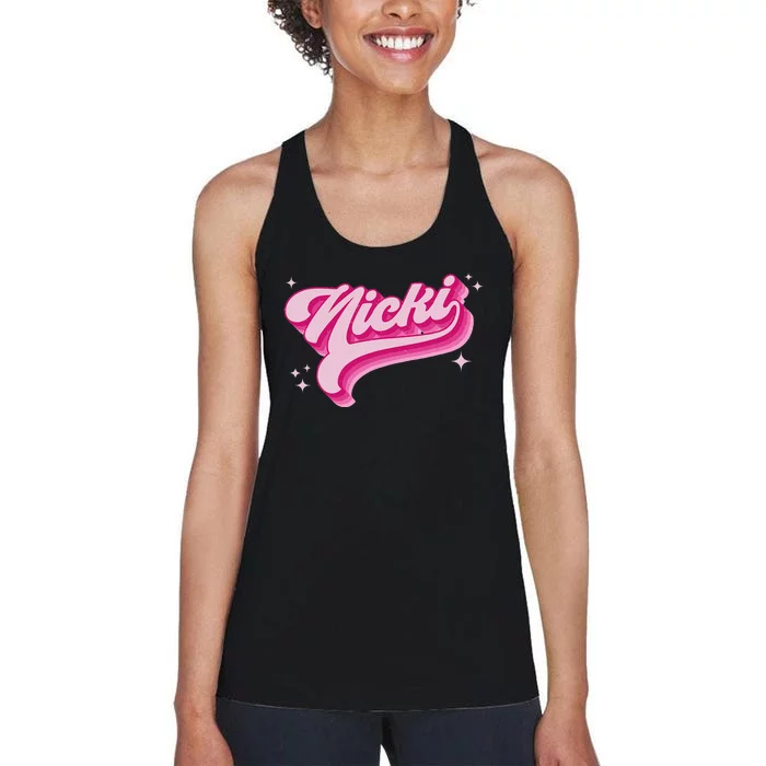 Personalized Name Nicki I Love Nicki Groovy Gift Women's Racerback Tank