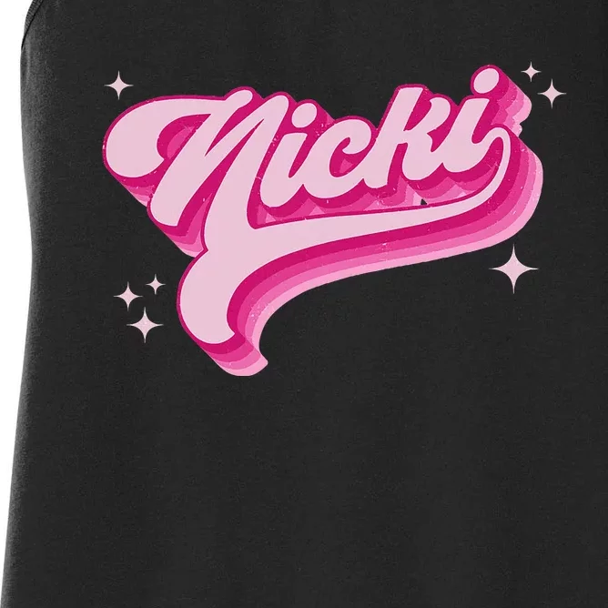 Personalized Name Nicki I Love Nicki Groovy Gift Women's Racerback Tank