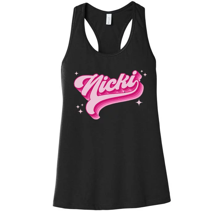 Personalized Name Nicki I Love Nicki Groovy Gift Women's Racerback Tank