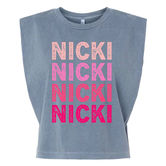 Personalized Name Nicki I Love Nicki Garment-Dyed Women's Muscle Tee