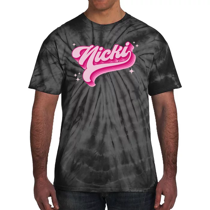 Personalized Name Nicki I Love Nicki Groovy Gift Tie-Dye T-Shirt