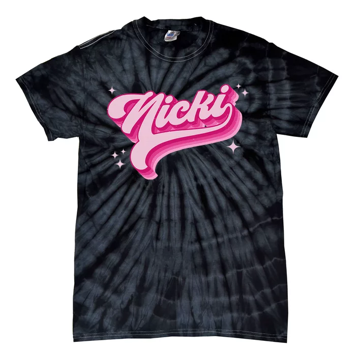 Personalized Name Nicki I Love Nicki Groovy Gift Tie-Dye T-Shirt