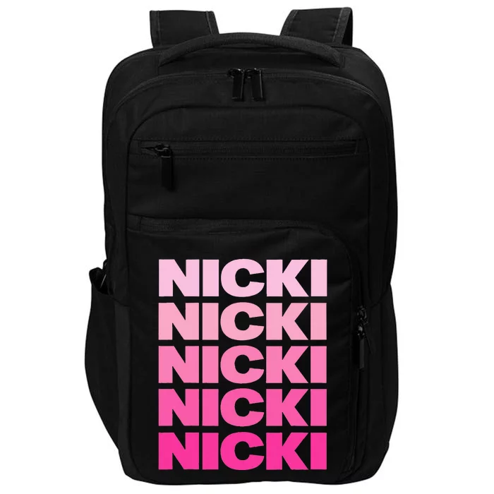 Personalized Name Nicki I Love Nicki Pink Vintage Impact Tech Backpack