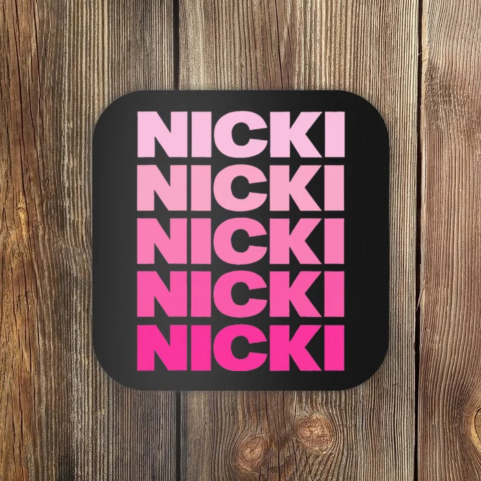 Personalized Name Nicki I Love Nicki Pink Vintage Coaster