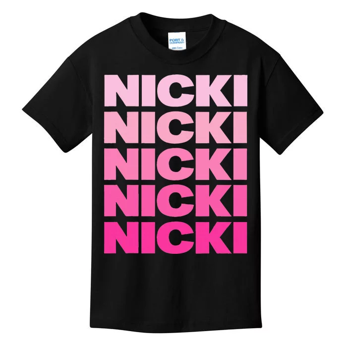 Personalized Name Nicki I Love Nicki Pink Vintage Kids T-Shirt