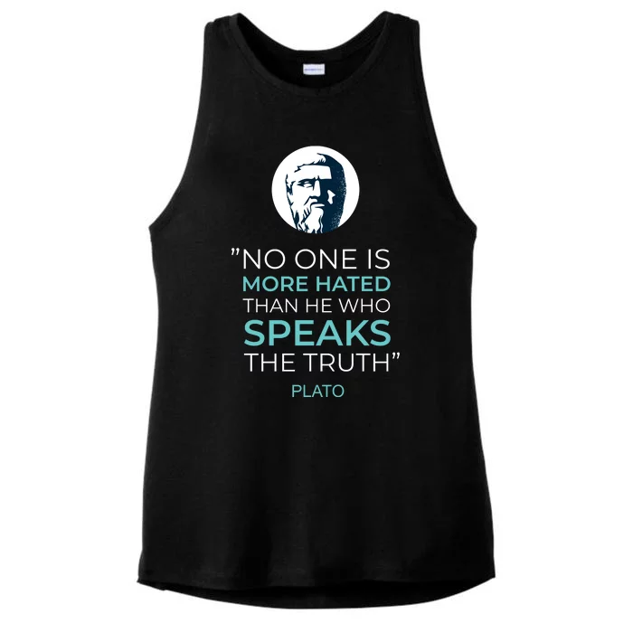 Plato No One Is More Hated Than He Who Speaks The Truth Ladies Tri-Blend Wicking Tank