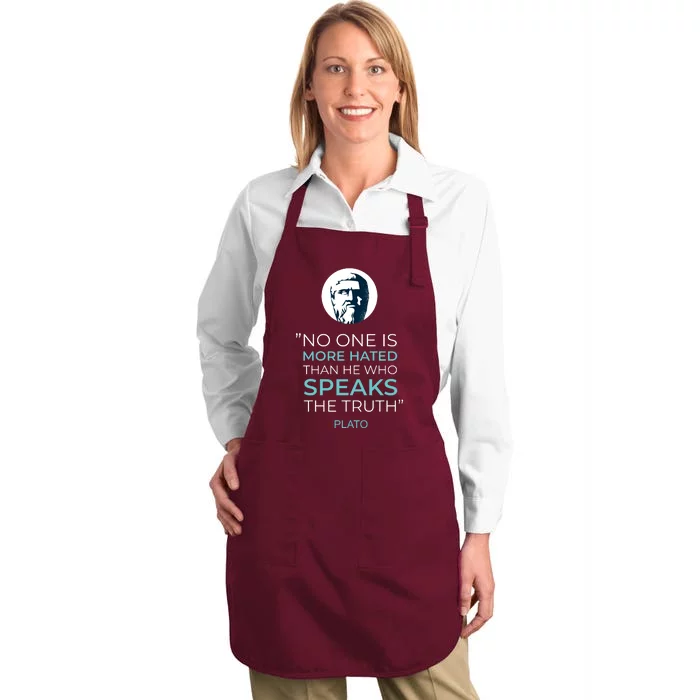 Plato No One Is More Hated Than He Who Speaks The Truth Full-Length Apron With Pocket