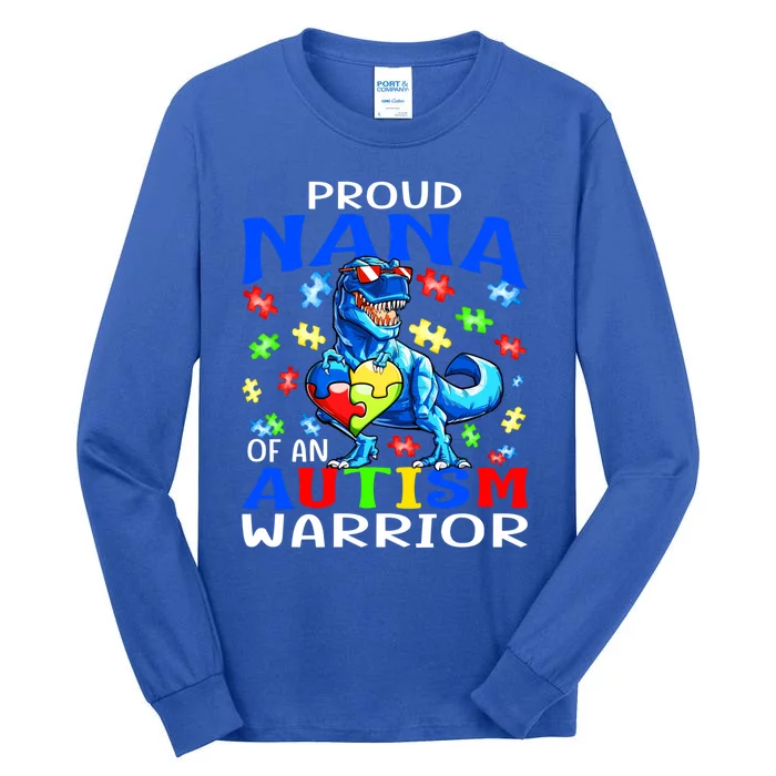 Proud Nana Of An Autism Warrior Dinosaur Meaningful Gift Tall Long Sleeve T-Shirt