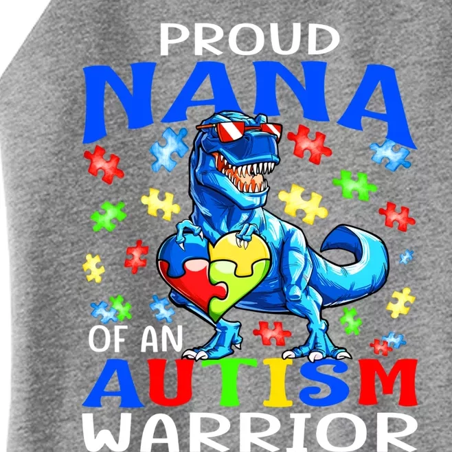 Proud Nana Of An Autism Warrior Dinosaur Meaningful Gift Women’s Perfect Tri Rocker Tank