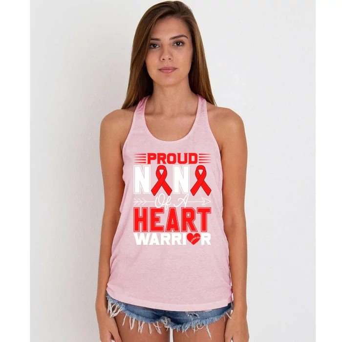 Proud Nana Of A Heart Warrior Heart Disease Awareness Month Funny Gift Women's Knotted Racerback Tank