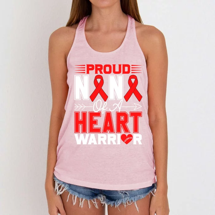 Proud Nana Of A Heart Warrior Heart Disease Awareness Month Funny Gift Women's Knotted Racerback Tank