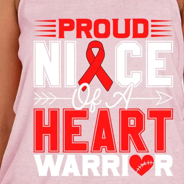 Proud Niece Of A Heart Warrior Heart Disease Awareness Month Gift Women's Knotted Racerback Tank