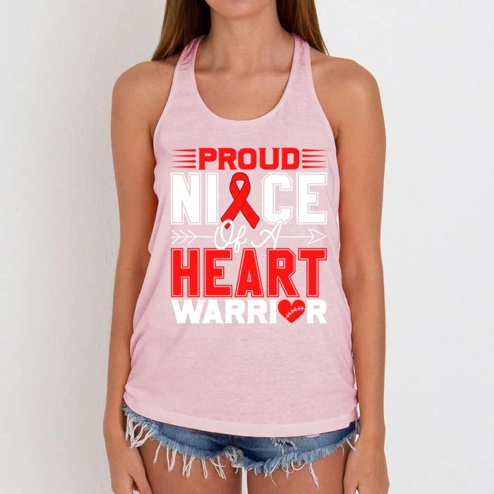 Proud Niece Of A Heart Warrior Heart Disease Awareness Month Gift Women's Knotted Racerback Tank