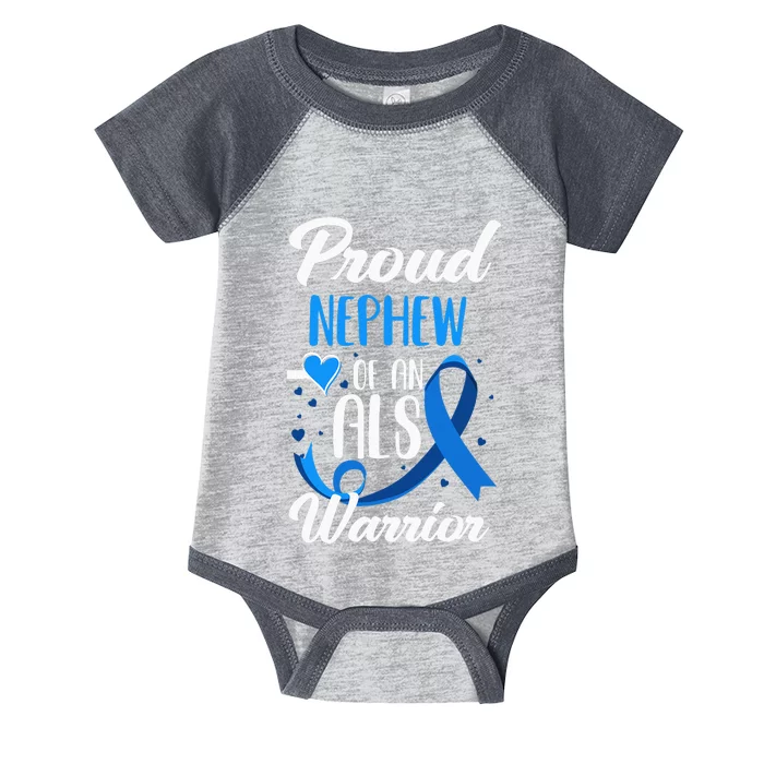 Proud Nephew Of An ALS Warrior Aunt Uncle ALS Awareness Infant Baby Jersey Bodysuit