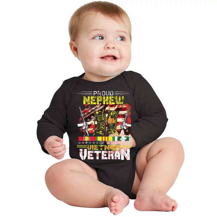 Proud Nephew Of A Vietnam Veteran Vietnam War Vet Baby Long Sleeve Bodysuit