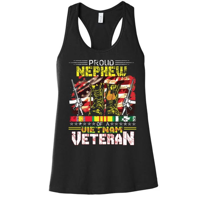 Proud Nephew Of A Vietnam Veteran Vietnam War Vet Women's Racerback Tank